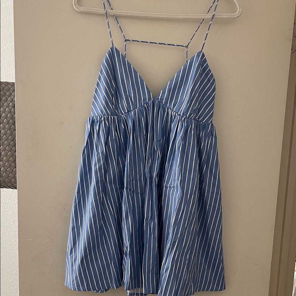 Blue and White Striped Dress